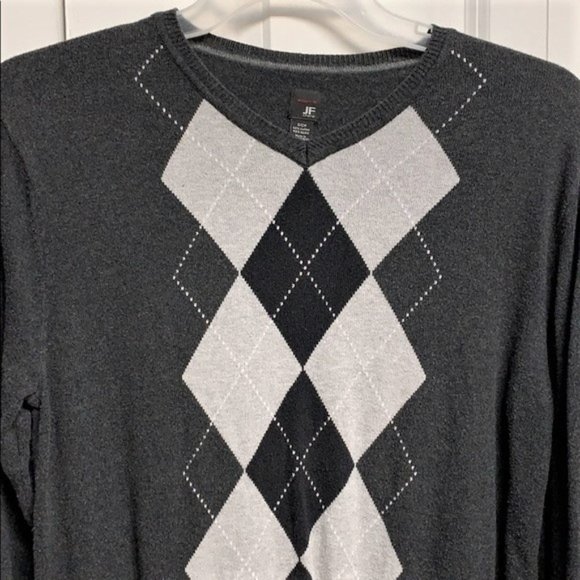 J Ferrar Shades Of Gray Black Diamond Print Modal Blend Pull Over Sweater S - Picture 3 of 6